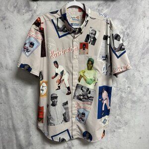 RSVLTS Jackie Robinson 42 Button Up Shirt Mens XL Brooklyn Dodgers